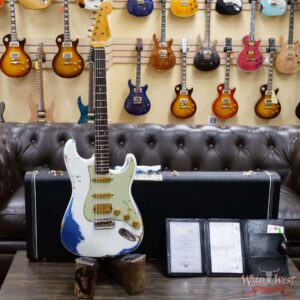 Fender Custom Shop Wild West White Lightning 2.0 Stratocaster HSS Rosewood Board 21 Frets Heavy Relic Lake Placid Blue - Image 6