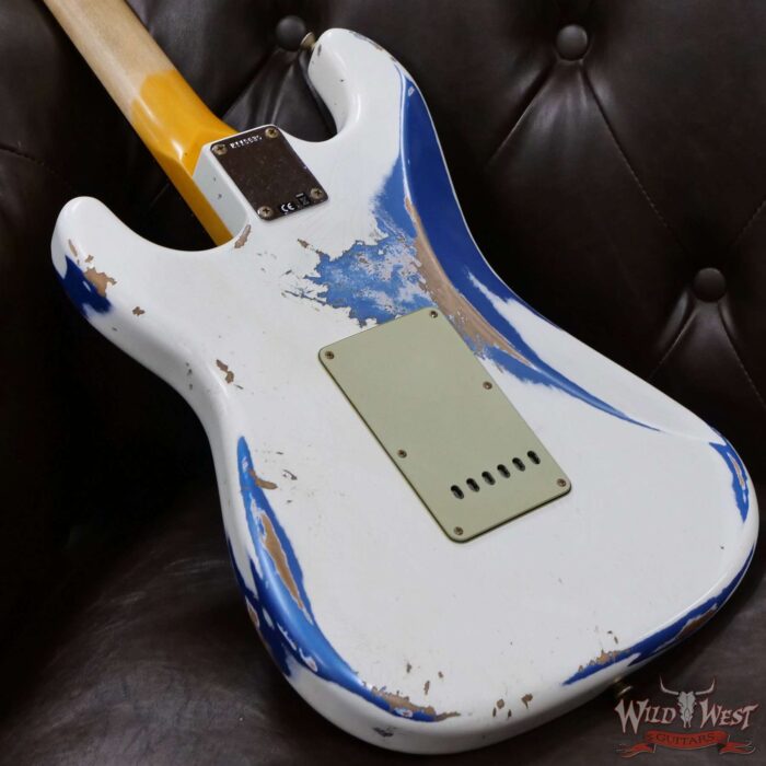 Fender Custom Shop Wild West White Lightning 2.0 Stratocaster HSS Rosewood Board 21 Frets Heavy Relic Lake Placid Blue - Image 11