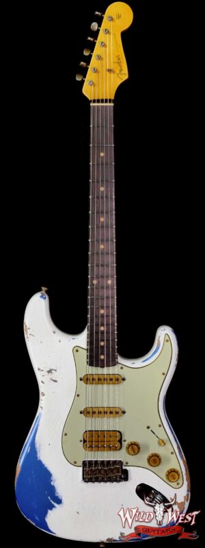 Fender Custom Shop Wild West White Lightning 2.0 Stratocaster HSS Rosewood Board 21 Frets Heavy Relic Lake Placid Blue