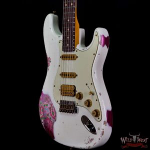 Fender Custom Shop Wild West White Lightning 2.0 Stratocaster HSS Rosewood Board 22 Frets Heavy Relic Pink Paisley - Image 2