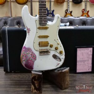 Fender Custom Shop Wild West White Lightning 2.0 Stratocaster HSS Rosewood Board 22 Frets Heavy Relic Pink Paisley - Image 8