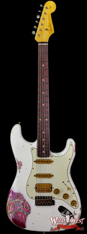 Fender Custom Shop Wild West White Lightning 2.0 Stratocaster HSS Rosewood Board 22 Frets Heavy Relic Pink Paisley