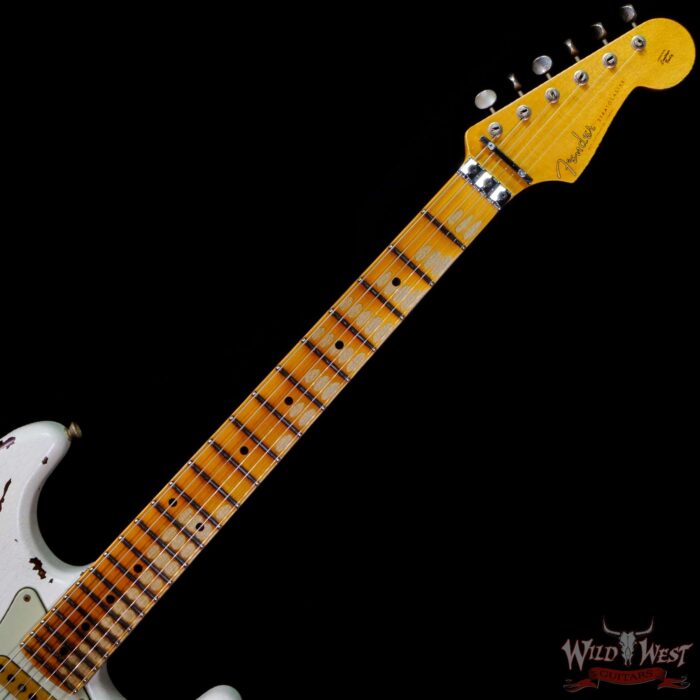 Fender Custom Shop Wild West White Lightning Stratocaster HSS Floyd Rose Maple Board 22 Frets Heavy Relic 2 Tone Sunburst - Image 4