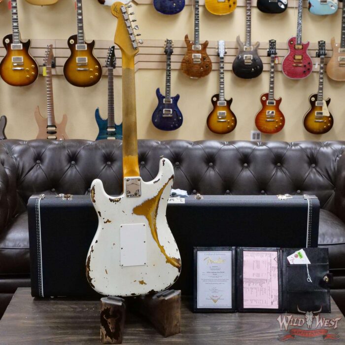 Fender Custom Shop Wild West White Lightning Stratocaster HSS Floyd Rose Maple Board 22 Frets Heavy Relic 2 Tone Sunburst - Image 9
