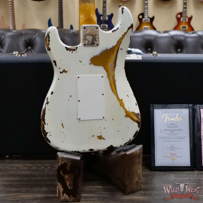 Fender Custom Shop Wild West White Lightning Stratocaster HSS Floyd Rose Maple Board 22 Frets Heavy Relic 2 Tone Sunburst - Image 11