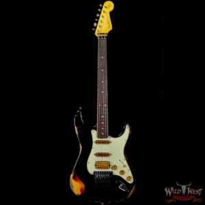 Fender Custom Shop Wild West Black Lightning Stratocaster HSS Floyd Rose Rosewood Board 22 Frets Heavy Relic 3 Tone Sunburst - Image 3
