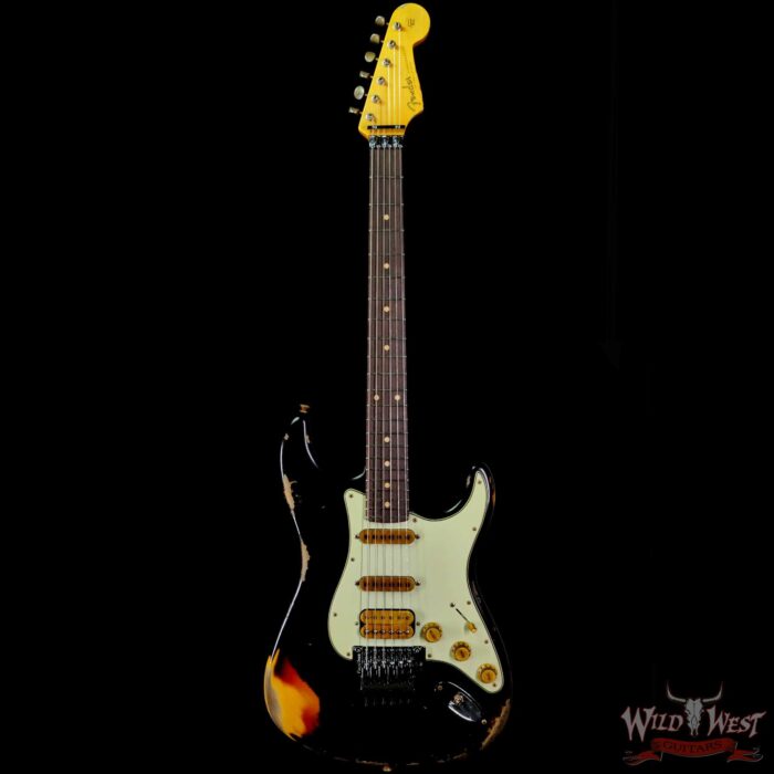 Fender Custom Shop Wild West Black Lightning Stratocaster HSS Floyd Rose Rosewood Board 22 Frets Heavy Relic 3 Tone Sunburst - Image 3