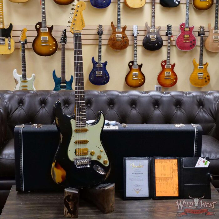 Fender Custom Shop Wild West Black Lightning Stratocaster HSS Floyd Rose Rosewood Board 22 Frets Heavy Relic 3 Tone Sunburst - Image 6