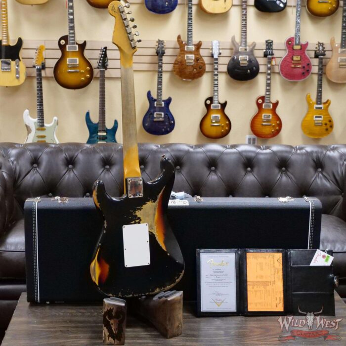 Fender Custom Shop Wild West Black Lightning Stratocaster HSS Floyd Rose Rosewood Board 22 Frets Heavy Relic 3 Tone Sunburst - Image 9