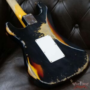 Fender Custom Shop Wild West Black Lightning Stratocaster HSS Floyd Rose Rosewood Board 22 Frets Heavy Relic 3 Tone Sunburst - Image 11