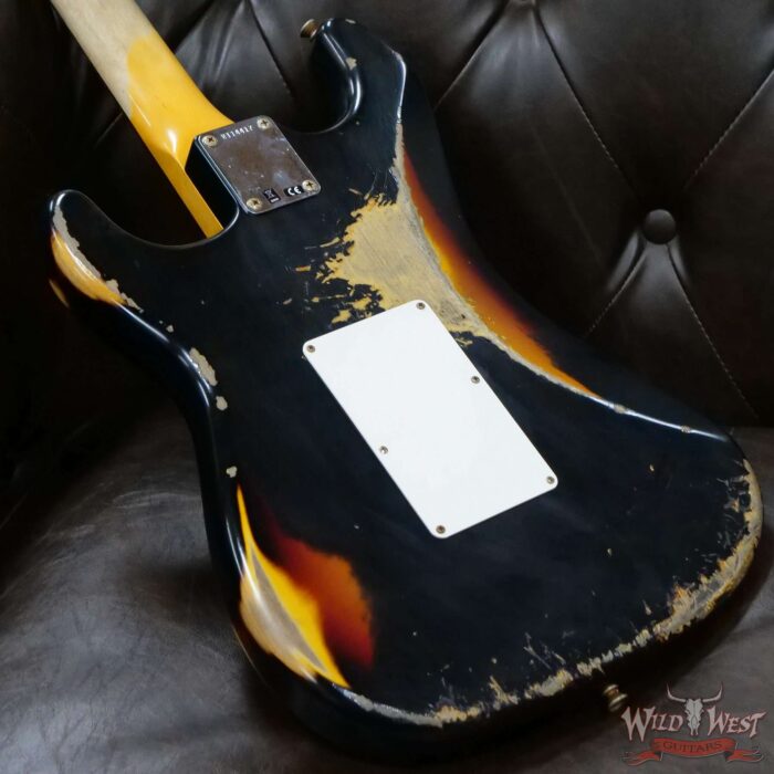 Fender Custom Shop Wild West Black Lightning Stratocaster HSS Floyd Rose Rosewood Board 22 Frets Heavy Relic 3 Tone Sunburst - Image 11