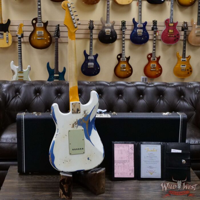 Fender Custom Shop Wild West White Lightning 2.0 Stratocaster HSS Maple Board 21 Frets Heavy Relic Lake Placid Blue - Image 9