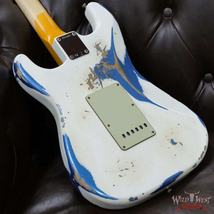Fender Custom Shop Wild West White Lightning 2.0 Stratocaster HSS Maple Board 21 Frets Heavy Relic Lake Placid Blue - Image 11