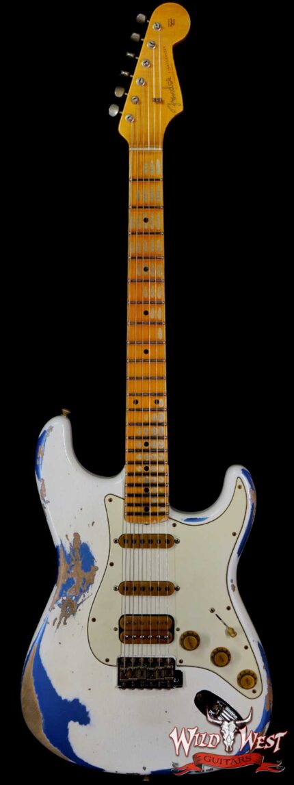 Fender Custom Shop Wild West White Lightning 2.0 Stratocaster HSS Maple Board 21 Frets Heavy Relic Lake Placid Blue