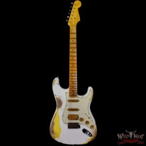 Fender Custom Shop Wild West White Lightning 2.0 Stratocaster HSS Rosewood Board 21 Frets Heavy Relic Graffiti Yellow - Image 3