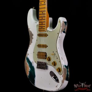 Fender Custom Shop Wild West White Lightning 2.0 Stratocaster HSS Maple Board 22 Frets Heavy Relic British Racing Green - Image 2