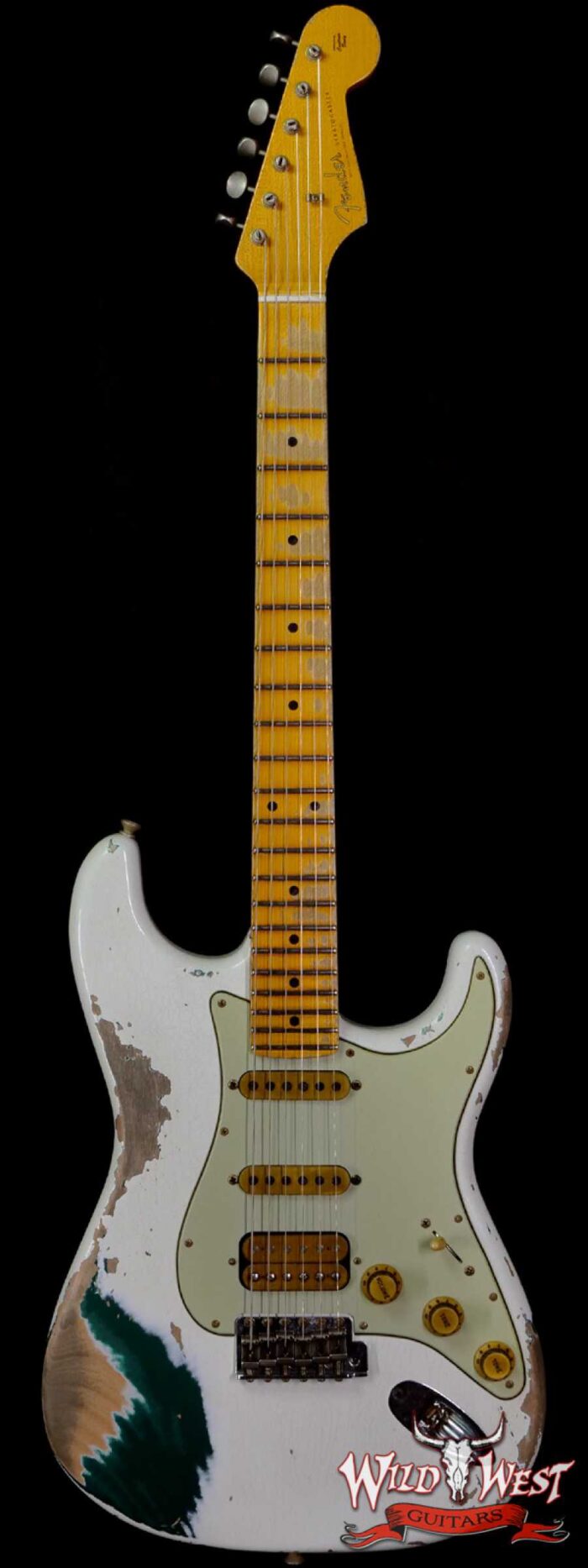 Fender Custom Shop Wild West White Lightning 2.0 Stratocaster HSS Maple Board 22 Frets Heavy Relic British Racing Green - Image 1