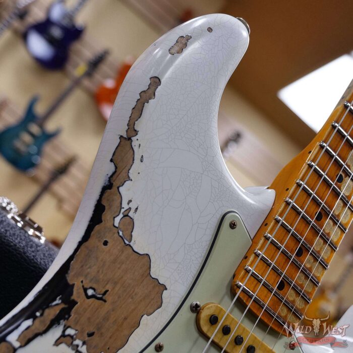 Fender Custom Shop Wild West White Lightning Stratocaster Floyd Rose Heavy Relic Maple Fingeboard Black - Image 9