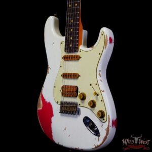 Fender Custom Shop Wild West White Lightning 2.0 Stratocaster HSS Rosewood Board 22 Frets Heavy Relic Fiesta Red - Image 2