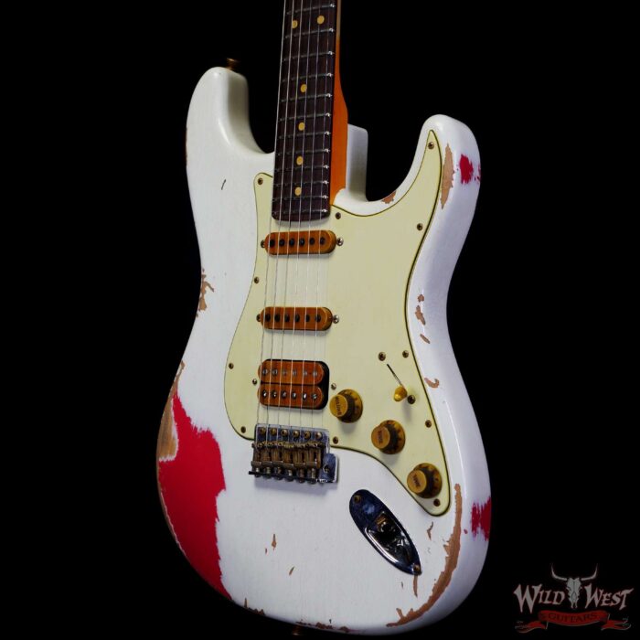 Fender Custom Shop Wild West White Lightning 2.0 Stratocaster HSS Rosewood Board 22 Frets Heavy Relic Fiesta Red - Image 2