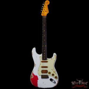 Fender Custom Shop Wild West White Lightning 2.0 Stratocaster HSS Rosewood Board 22 Frets Heavy Relic Fiesta Red - Image 3