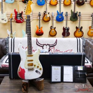 Fender Custom Shop Wild West White Lightning 2.0 Stratocaster HSS Rosewood Board 22 Frets Heavy Relic Fiesta Red - Image 6