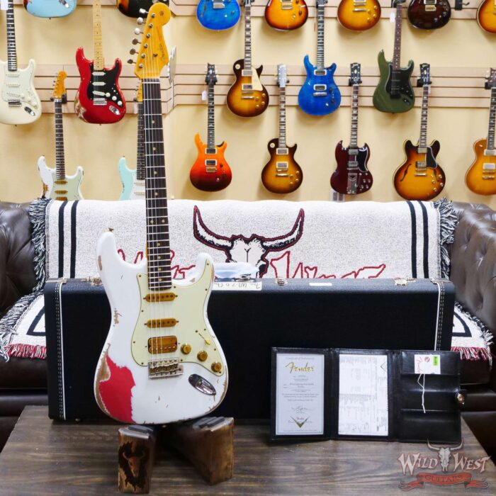 Fender Custom Shop Wild West White Lightning 2.0 Stratocaster HSS Rosewood Board 22 Frets Heavy Relic Fiesta Red - Image 6