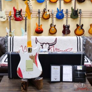 Fender Custom Shop Wild West White Lightning 2.0 Stratocaster HSS Rosewood Board 22 Frets Heavy Relic Fiesta Red - Image 9