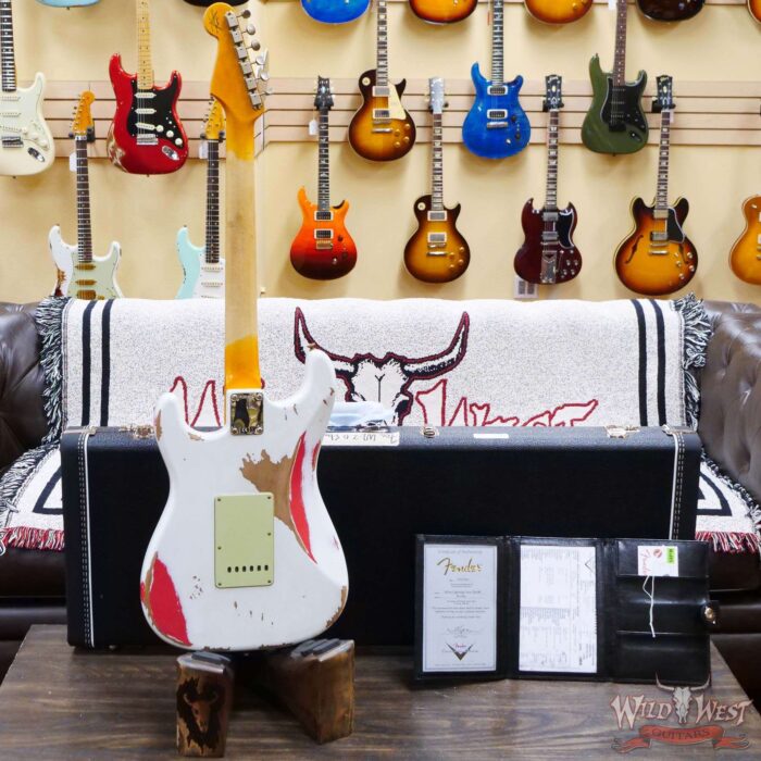 Fender Custom Shop Wild West White Lightning 2.0 Stratocaster HSS Rosewood Board 22 Frets Heavy Relic Fiesta Red - Image 9