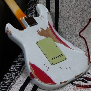 Fender Custom Shop Wild West White Lightning 2.0 Stratocaster HSS Rosewood Board 22 Frets Heavy Relic Fiesta Red - Image 11