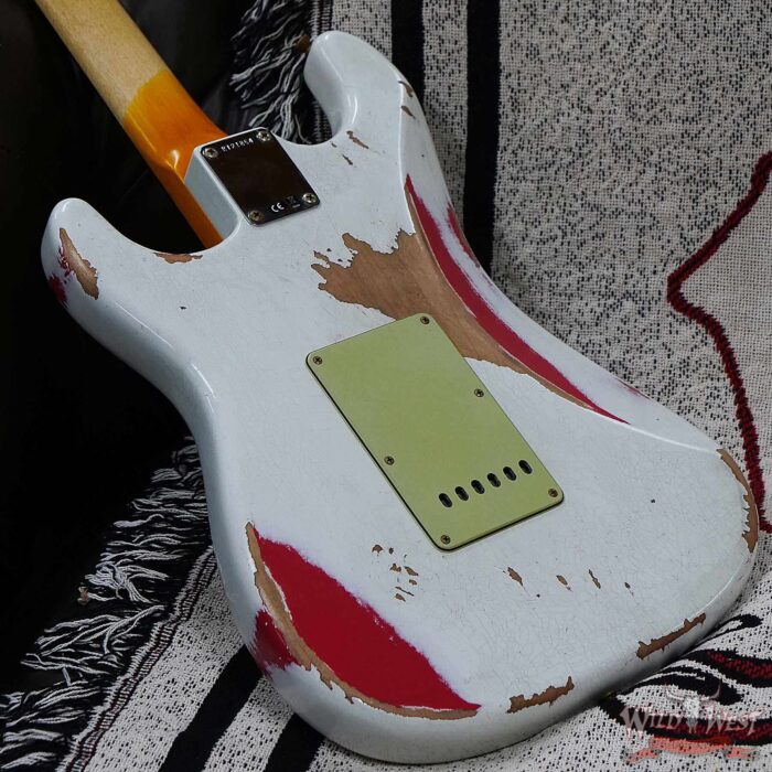 Fender Custom Shop Wild West White Lightning 2.0 Stratocaster HSS Rosewood Board 22 Frets Heavy Relic Fiesta Red - Image 11