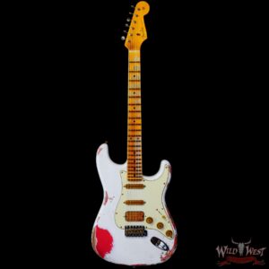 Fender Custom Shop Wild West White Lightning 2.0 Stratocaster HSS Maple Board 22 Frets Heavy Relic Fiesta Red - Image 3
