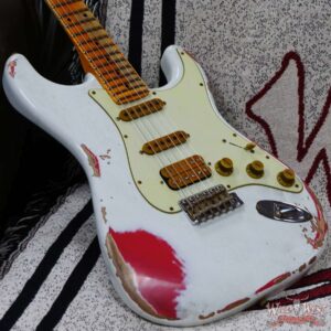 Fender Custom Shop Wild West White Lightning 2.0 Stratocaster HSS Maple Board 22 Frets Heavy Relic Fiesta Red - Image 8