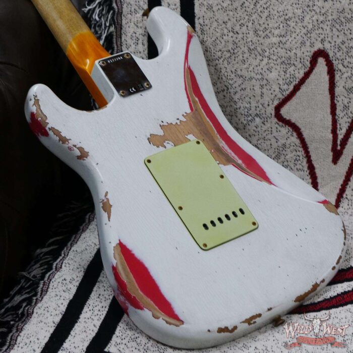 Fender Custom Shop Wild West White Lightning 2.0 Stratocaster HSS Maple Board 22 Frets Heavy Relic Fiesta Red - Image 11