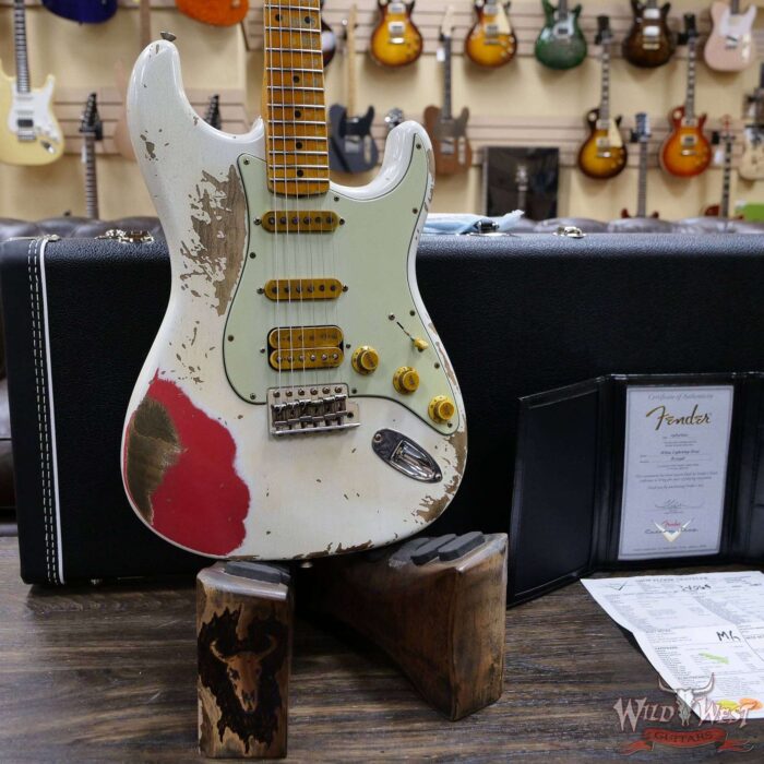 Fender Custom Shop Wild West White Lightning Stratocaster 2.0 Heavy Relic Maple Board Fiesta Red - Image 8