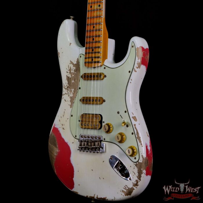 Fender Custom Shop Wild West White Lightning Stratocaster 2.0 Heavy Relic Maple Board Fiesta Red - Image 2