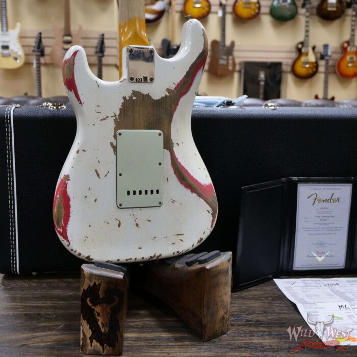 Fender Custom Shop Wild West White Lightning Stratocaster 2.0 Heavy Relic Maple Board Fiesta Red - Image 11