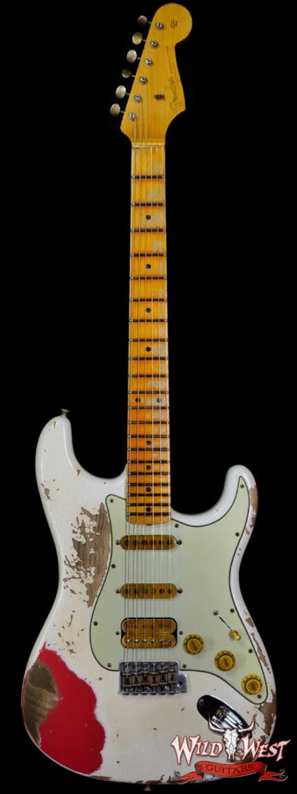 Fender Custom Shop Wild West White Lightning Stratocaster 2.0 Heavy Relic Maple Board Fiesta Red