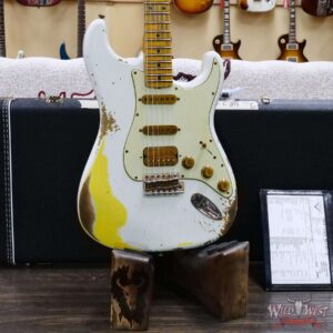 Fender Custom Shop Wild West White Lightning 2.0 Stratocaster HSS Maple Board 21 Frets Heavy Relic Graffiti Yellow - Image 8