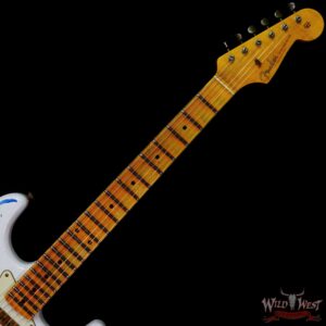 Fender Custom Shop Wild West White Lightning 2.0 Stratocaster HSS Maple Board 21 Frets Heavy Relic Lake Placid Blue - Image 4