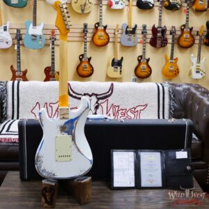Fender Custom Shop Wild West White Lightning 2.0 Stratocaster HSS Maple Board 21 Frets Heavy Relic Lake Placid Blue - Image 9