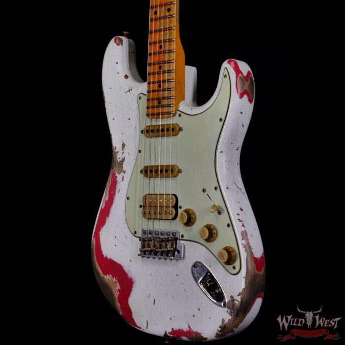 Fender Custom Shop Wild West White Lightning Stratocaster 2.0 Heavy Relic Maple Fingeboard Fiesta Red - Image 2