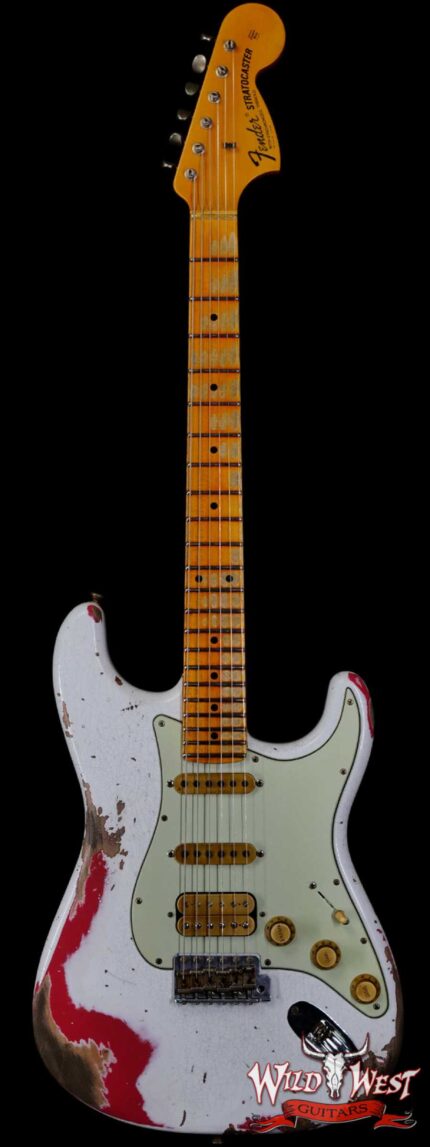 Fender Custom Shop Wild West White Lightning Stratocaster 2.0 Heavy Relic Maple Fingeboard Fiesta Red