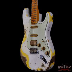 Fender Custom Shop Wild West White Lightning Stratocaster 2.0 Heavy Relic Maple Fingeboard Graffiti Yellow - Image 2
