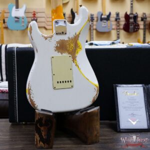Fender Custom Shop Wild West White Lightning 2.0 Stratocaster HSS Maple Board 22 Frets Heavy Relic Graffiti Yellow - Image 11