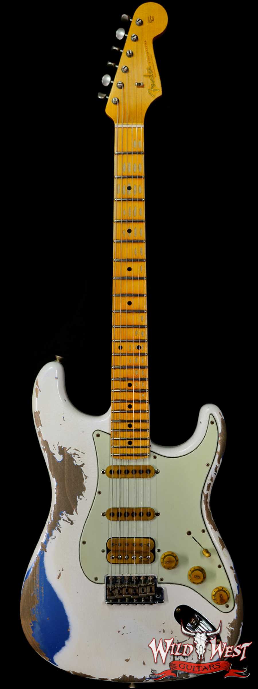 fendercs-wl2-mn22-lpb-r110493-main__wwg_large.jpg Fender Custom Shop Wild West White Lightning Stratocaster 2.0 Heavy Relic Maple Fingeboard Lake Placid Blue - Image 1