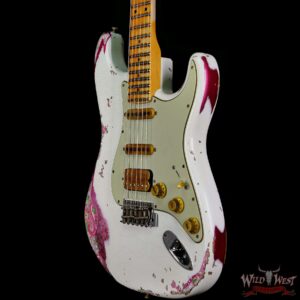 Fender Custom Shop Wild West White Lightning Stratocaster 2.0 Heavy Relic 22 Frets Maple Fingeboard Pink Paisley - Image 2