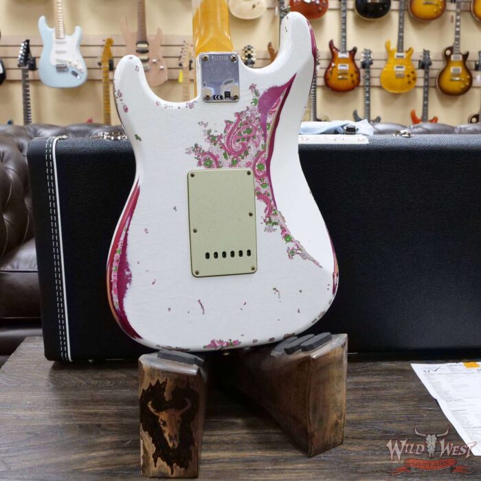 Fender Custom Shop Wild West White Lightning Stratocaster 2.0 Heavy Relic 22 Frets Maple Fingeboard Pink Paisley - Image 12