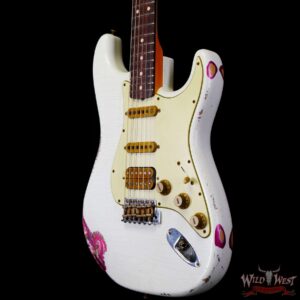 Fender Custom Shop Wild West White Lightning 2.0 Stratocaster HSS Rosewood Board 21 Frets Heavy Relic Pink Paisley - Image 2