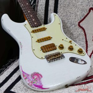 Fender Custom Shop Wild West White Lightning 2.0 Stratocaster HSS Rosewood Board 21 Frets Heavy Relic Pink Paisley - Image 8